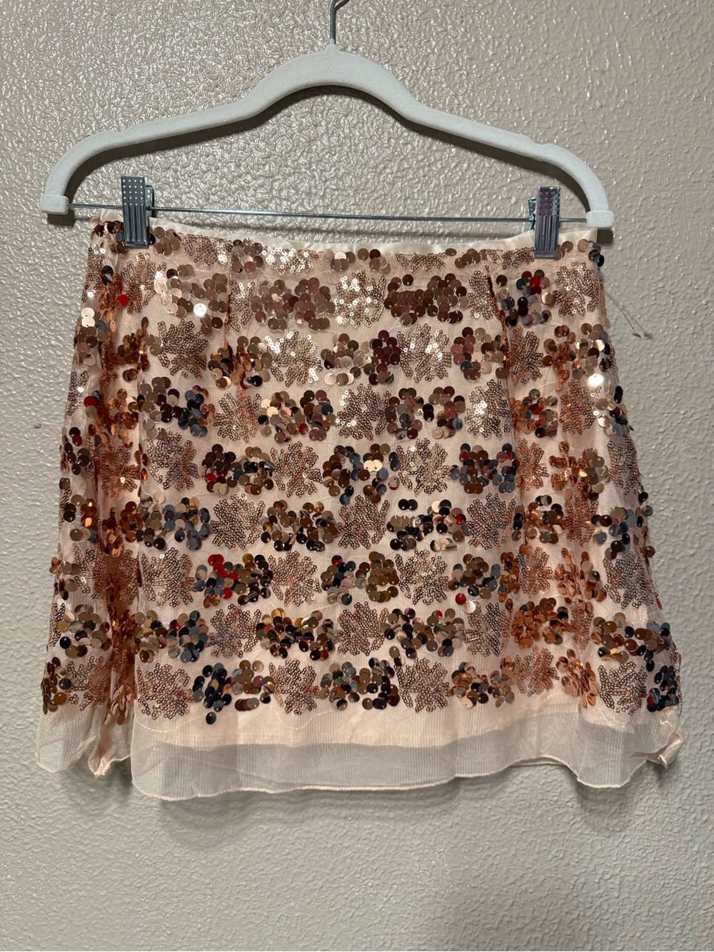 Sequin Embellished Pink Mini Skirt